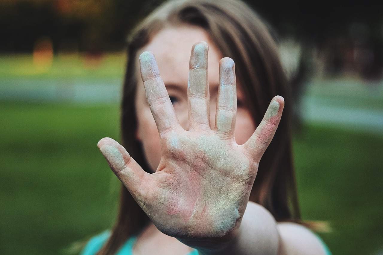Stop, Shy, Cover, Hide, Color, Girl