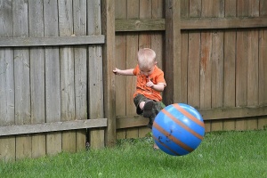 A future NFL punt kicker in the making?