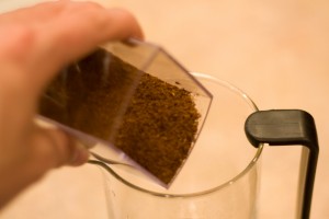 Pour the Grinds into the French Press