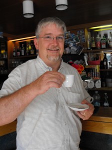DSCF0140: Joel enjoys an espresso at 'La Stud' Bar - Italian-American Espresso