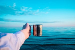 Sea, Ocean Water, Waves, Nature Blue, Cup of Coffee, Relaxing