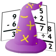 Math Wizard Logo (wizard hat with math facts)
